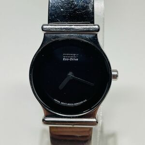 Citizen Eco Drive Watch Women 22mm Silver tone Black Dial Solar Powered 5.75"